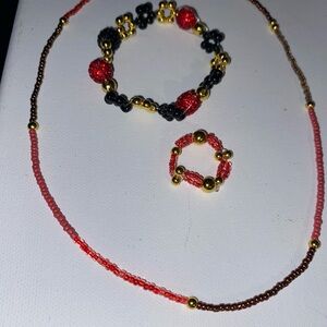 Elegant Red and Gold Beaded Jewelry Set